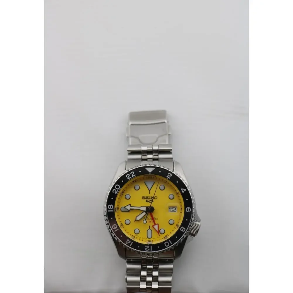 Seiko 5 Sport Automatic GMT Steel Band Yellow Dial Watch SSK017 Made In Japan